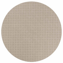Load image into Gallery viewer, Osiris carpet by New Weave, a circular beige jacquard woven rug made with ECONYL® regenerated nylon, featuring a subtle geometric pattern.