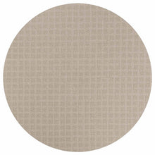 Load image into Gallery viewer, Osiris carpet by New Weave, a circular beige jacquard woven rug made with ECONYL® regenerated nylon, featuring a subtle geometric pattern.