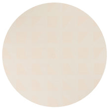 Load image into Gallery viewer, Round beige carpet with a geometric pattern by New Weave, made with ECONYL® regenerated nylon.