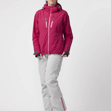 Charger l'image dans la galerie, A woman wearing a pink ski jacket with full zipper by Hey Sport, made with ECONYL® regenerated nylon.