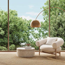 Charger l'image dans la galerie, Modern living room with a beige SynSisal weave rug, a white sofa in the center, and a window overlooking a green field.