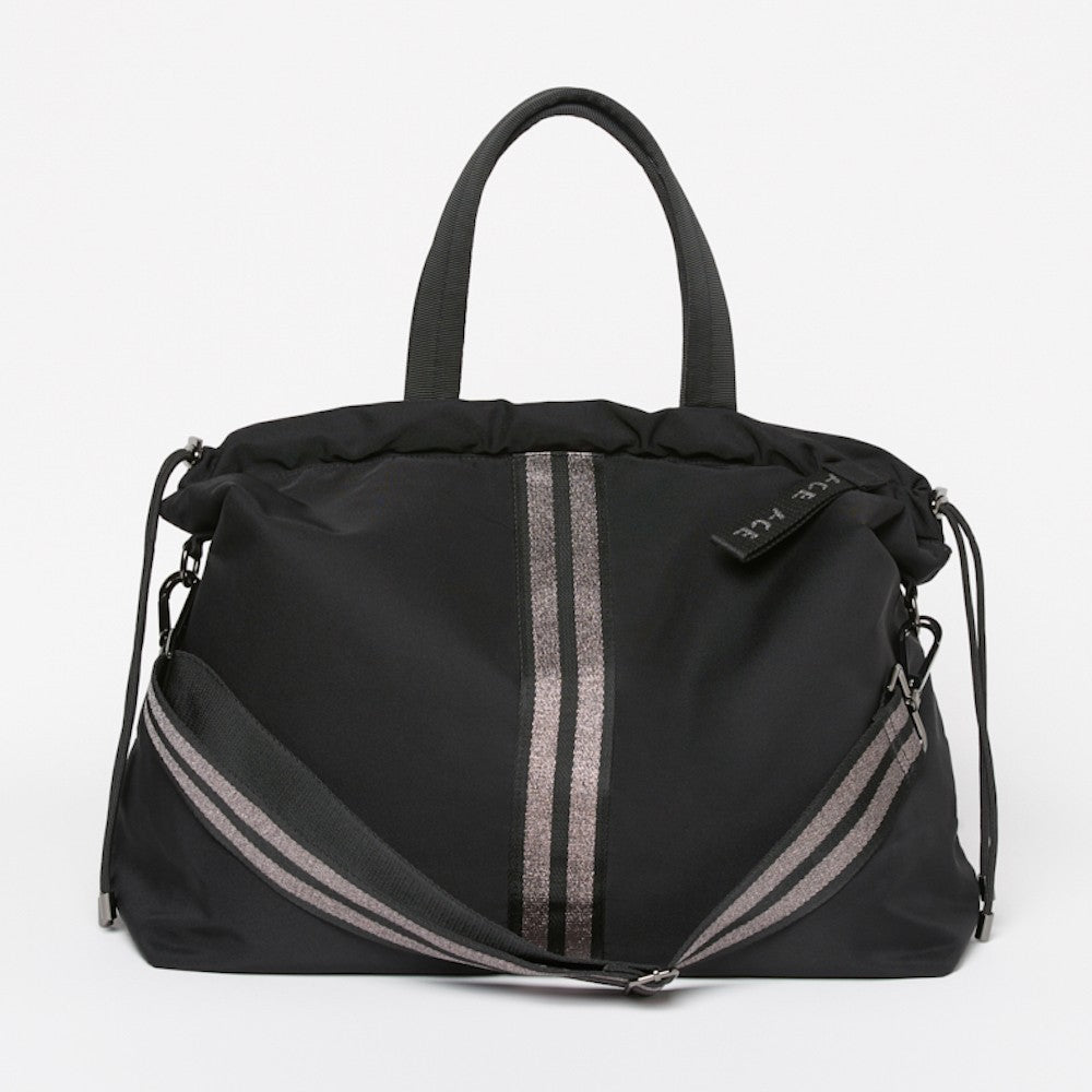 Front view of the ACE Tote Bag color Black made with ECONYL® regenerated nylon