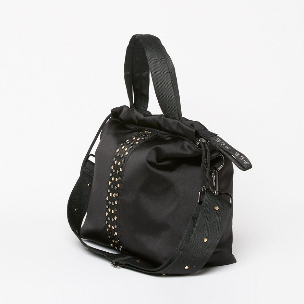 Side view of the ACE Urban Tote Bag color Black made with ECONYL® regenerated nylon