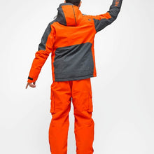 Charger l'image dans la galerie, Back view of the Snowbird Wool Jacket Man Hey Sport color Grey and Orange made with ECONYL® regenerated nylon