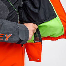 Charger l'image dans la galerie, Zipper detail of the Snowbird Wool Jacket Man Hey Sport color Grey and Orange made with ECONYL® regenerated nylon