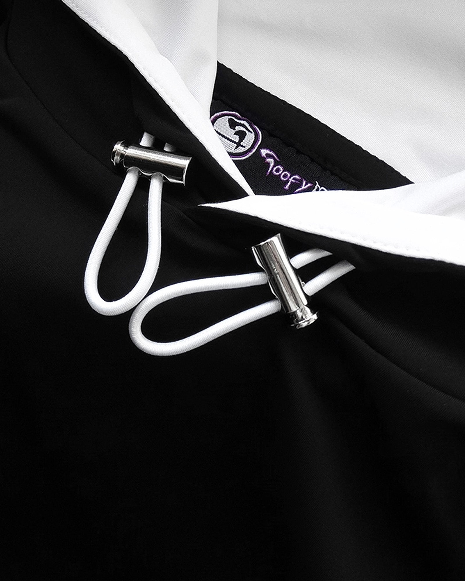 Close-up of a black hoodie by the brand GoofyPRO, made with ECONYL®nylon