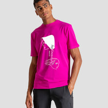 Load image into Gallery viewer, A man modeling a pink t-shirt by the brand GoofyPRO, made with ECONYL®nylon   
