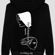 Load image into Gallery viewer, Back of black hoodie by GoofyPRO, made with ECONYL® regenerated nylon.
