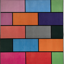 Load image into Gallery viewer, A colorful geometric carpet with bold blocks of color. Limited edition art piece by Ugo Rondinone, made with ECONYL® yarn.
