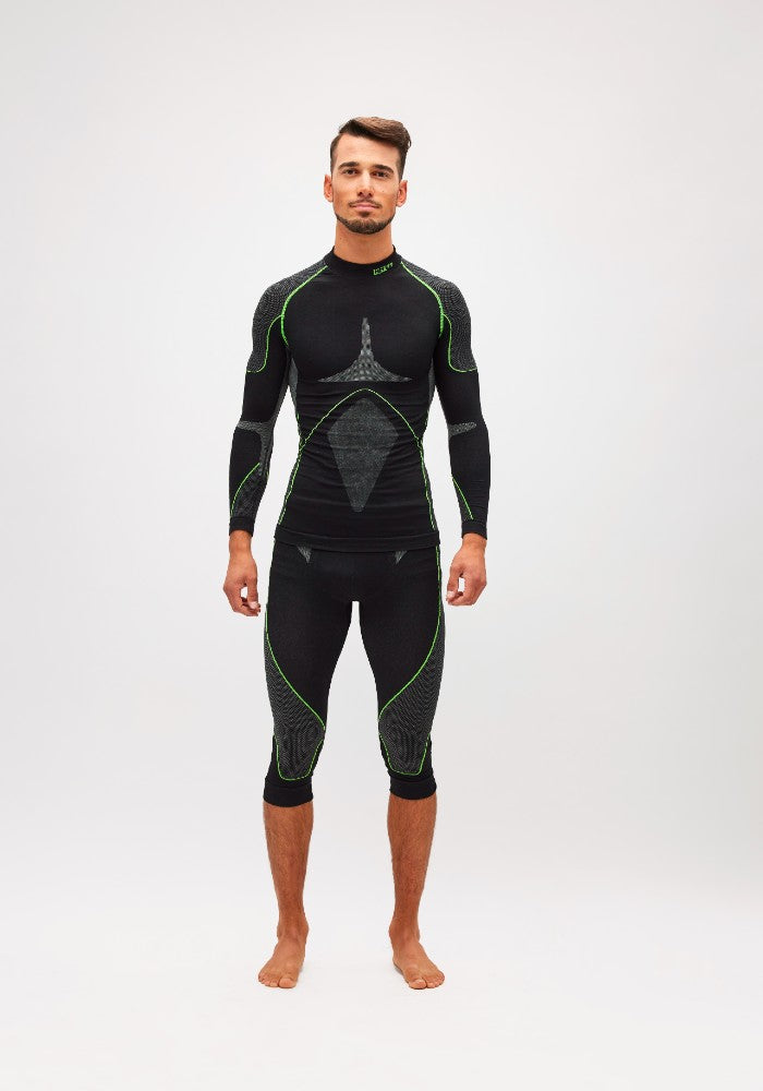 Front view of the Boreal Underwear 3/4 Pants color Black and Grey made with ECONYL® regenerated nylon