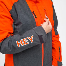 Charger l&#39;image dans la galerie, Zipper detail of the Snowbird Wool Jacket Woman Hey Sport color Grey and Orange made with ECONYL® regenerated nylon
