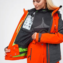 Charger l&#39;image dans la galerie, Inside detail of the Snowbird Wool Jacket Woman Hey Sport color Grey and Orange made with ECONYL® regenerated nylon
