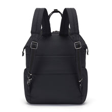 Charger l&#39;image dans la galerie, Back view of the Pacsafe Citysafe CX Anti-Theft Backpack color Black made with ECONYL® regenerated nylon
