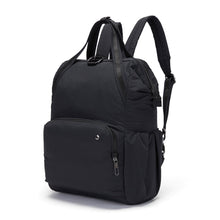 Charger l&#39;image dans la galerie, Side view of the Pacsafe Citysafe CX Anti-Theft Backpack color Black made with ECONYL® regenerated nylon
