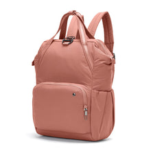 Charger l&#39;image dans la galerie, Side view of the Pacsafe Citysafe CX Anti-Theft Backpack color Rose made with ECONYL® regenerated nylon
