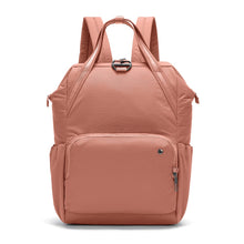 Charger l&#39;image dans la galerie, Front view of the Pacsafe Citysafe CX Anti-Theft Backpack color Rose made with ECONYL® regenerated nylon
