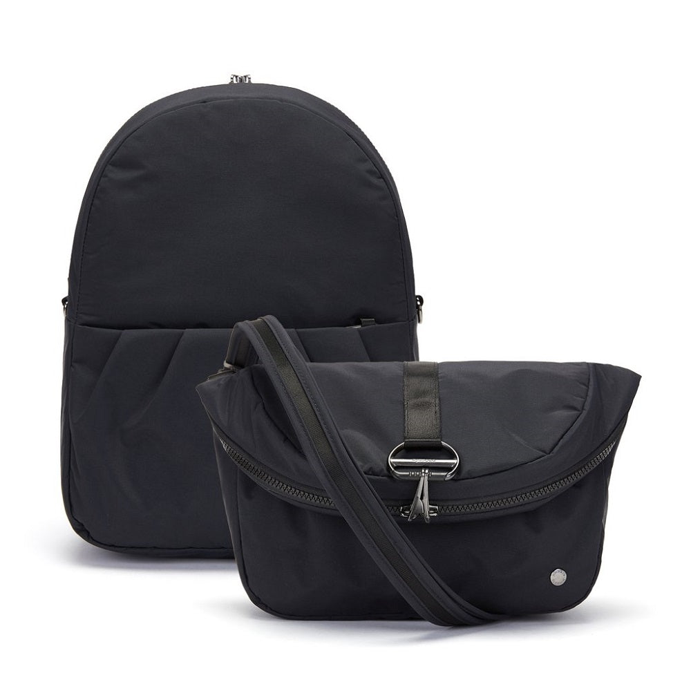 Pacsafe Citysafe CX Anti-Theft Convertible Backpack color Black made with ECONYL® regenerated nylon converted