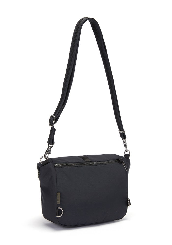 Back view of the Pacsafe Citysafe CX Anti-Theft Convertible Backpack color Black made with ECONYL® regenerated nylon as a handbag