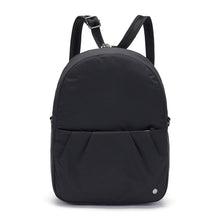 Charger l&#39;image dans la galerie, Front view of the Pacsafe Citysafe CX Anti-Theft Convertible Backpack color Black made with ECONYL® regenerated nylon
