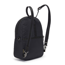 Charger l&#39;image dans la galerie, Back side view of the Pacsafe Citysafe CX Anti-Theft Convertible Backpack color Black made with ECONYL® regenerated nylon
