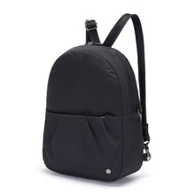 Charger l&#39;image dans la galerie, Side view of the Pacsafe Citysafe CX Anti-Theft Convertible Backpack color Black made with ECONYL® regenerated nylon
