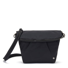 Charger l&#39;image dans la galerie, Front view of the Pacsafe Citysafe CX Anti-Theft Convertible Crossbody color Black made with ECONYL® regenerated nylon
