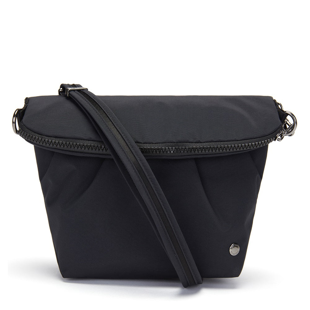 Pacsafe Citysafe CX Anti-Theft Convertible Crossbody color Black made with ECONYL® regenerated nylon