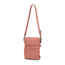 Charger l&#39;image dans la galerie, Side view of the Pacsafe Citysafe CX Anti-Theft Convertible Crossbody color Rose made with ECONYL® regenerated nylon extended
