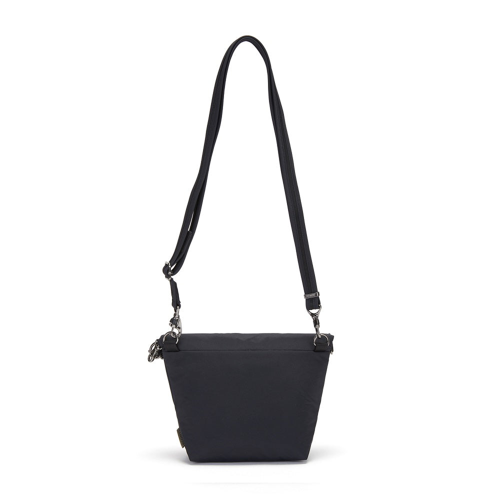 Back view of the Pacsafe Citysafe CX Anti-Theft Convertible Crossbody color Black made with ECONYL® regenerated nylon