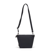 Charger l&#39;image dans la galerie, Back view of the Pacsafe Citysafe CX Anti-Theft Convertible Crossbody color Black made with ECONYL® regenerated nylon

