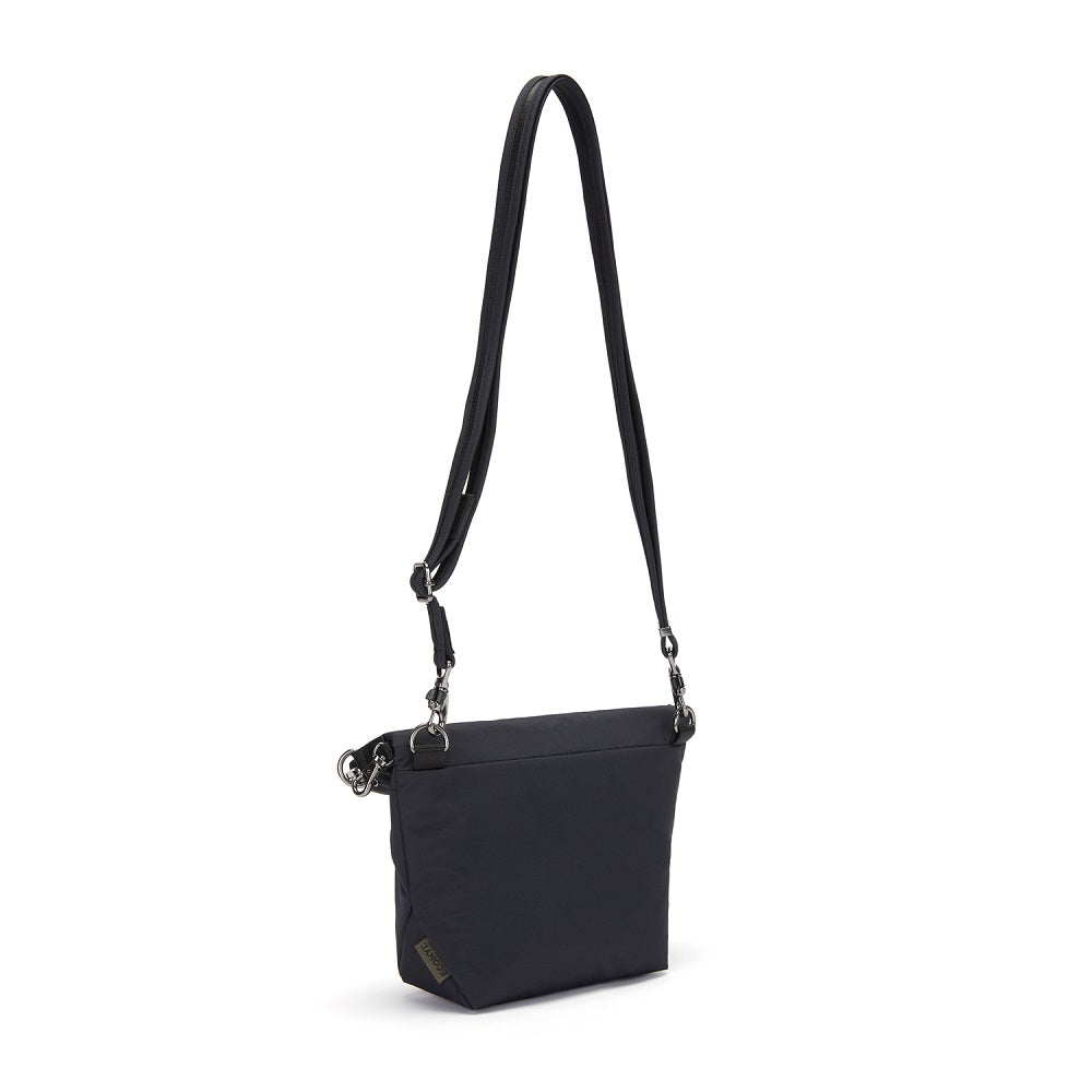 Back view of the Pacsafe Citysafe CX Anti-Theft Convertible Crossbody color Black made with ECONYL® regenerated nylon