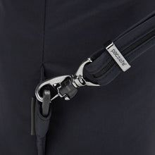 Load image into Gallery viewer, Detail of the Pacsafe Citysafe CX Anti-Theft Mini Backpack color Black made with ECONYL® regenerated nylon

