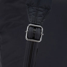 Load image into Gallery viewer, Detail of the Pacsafe Citysafe CX Anti-Theft Mini Backpack color Black made with ECONYL® regenerated nylon
