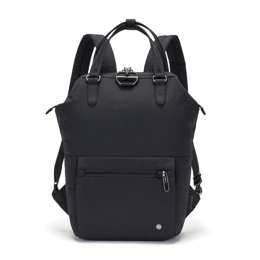 Pacsafe Citysafe CX Anti-Theft Mini Backpack color Black made with ECONYL® regenerated nylon