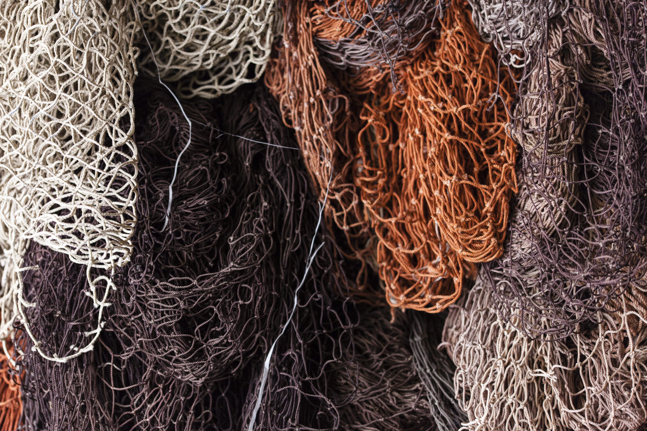 Fishing nets from aquaculture and fish industry and ghost nets